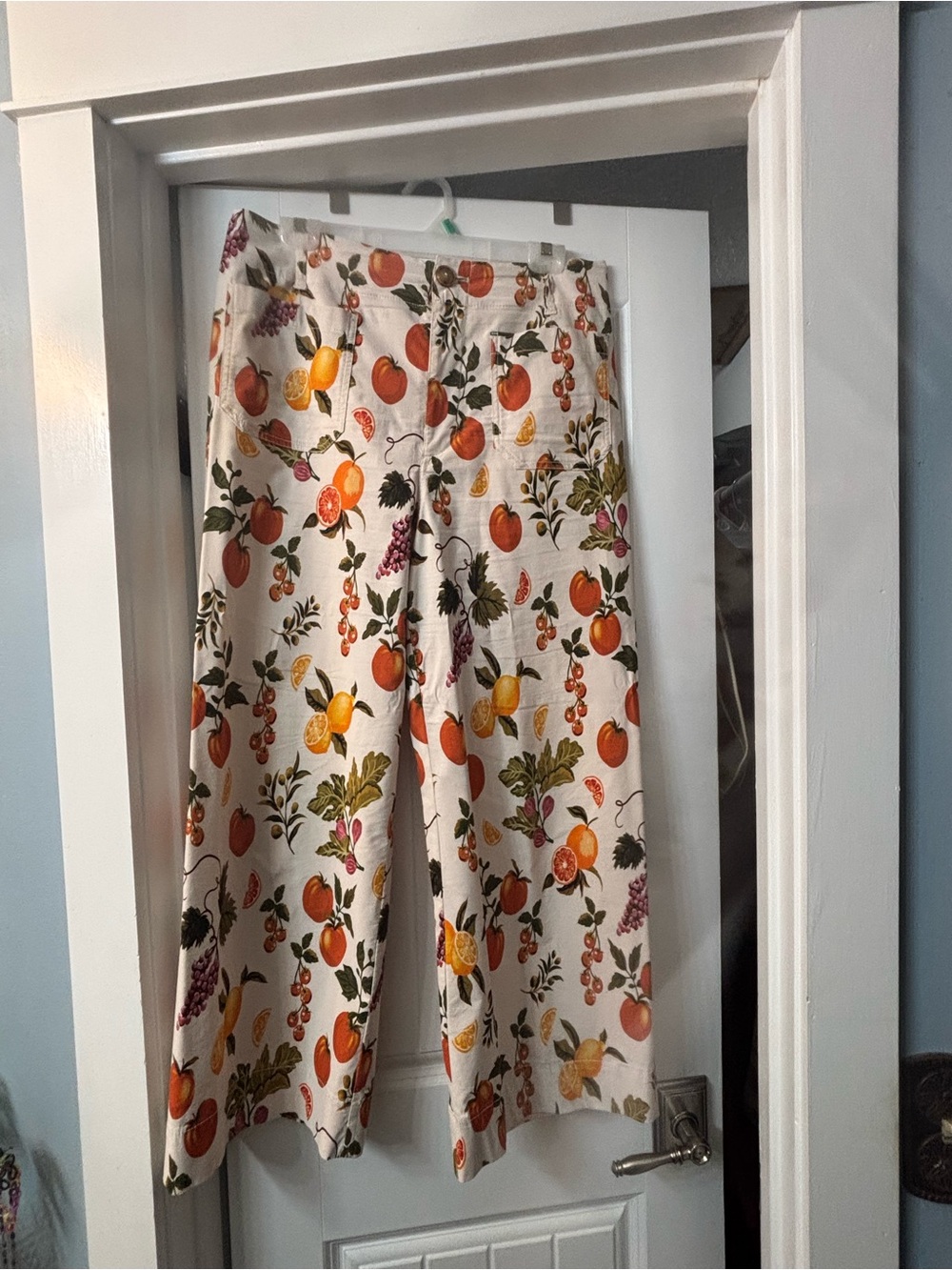 Women’s Maeve White Fruit-Print Wide-Leg Pant